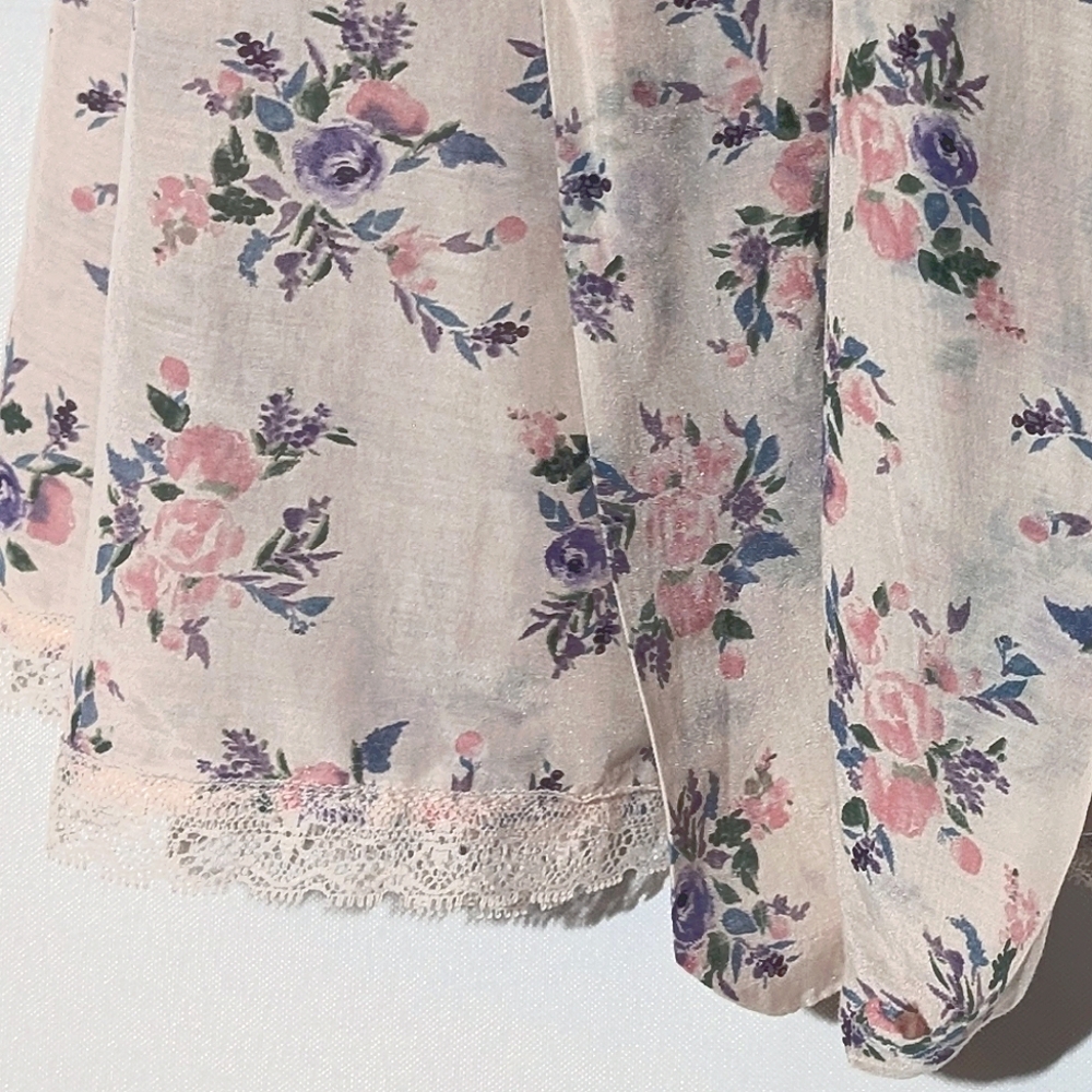 Papinelle Silk Cotton Pastel Pink Floral Midi Robe - Picture 5 of 9